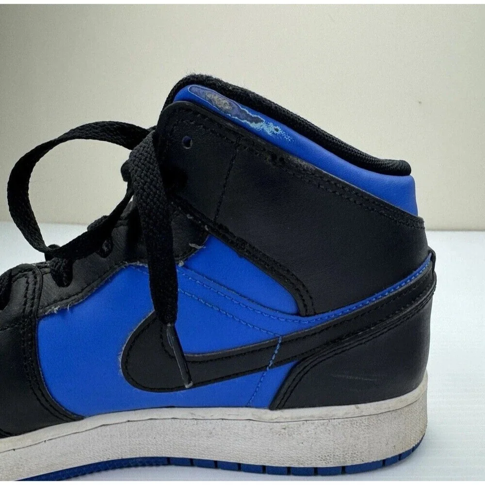 Nike Air Jordan 1 Mid Hyper Royal Black Blue Youth 7Y Sneakers